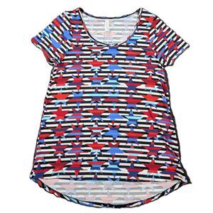 LuLaRoe Womens Size Small Stars Stripes Modern Print Classic T shirt Top